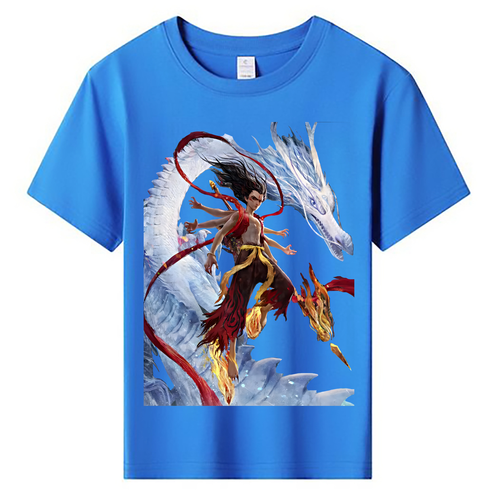 （画像用） Ne Zha 2 ナタ 魔童の大暴れ 綿100％キッズTシャツ（フロントプリント）